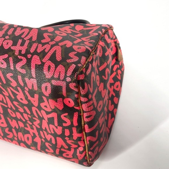 Stephen Sprouse Graffiti Speedy 30 in Fuschia / Pink (AA0039  LOUIS VUITTON Monogram Graffiti Speedy Bag Boston Handbag Canvas Fuchsia Pink